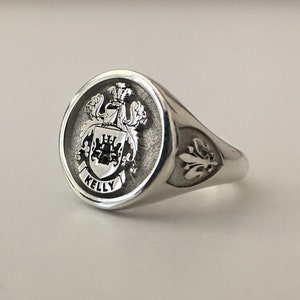 Custom Signet Ring, Solid 925 Sterling Silver Ring, Family Crest Ring, Coat of Arm Ring, Heraldic Ring, Man & Woman