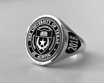 Custom College Ring, 925 Sterling Silver Ring, Class Ring, School Ring,  Graduation Ring High School Class Ring, Senior Class Ring