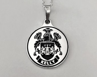 Custom Engraved Sterling Silver Necklace: Family Crest, Logo Pendant