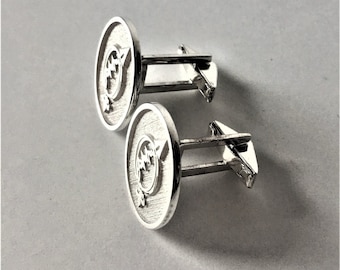 Custom Solid 925 Sterling Silver Cufflinks, Family Crest, Coat of Arms, Personalized Cufflinks