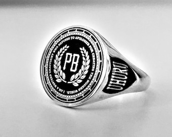 Custom College Ring, Icon & Personalized Ring, 925 Sterling Silver Ring, Class Ring, School Ring, Graduation Ring , High School Class Ring