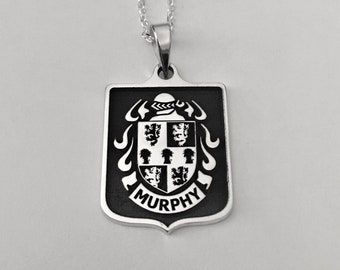 Custom Family Crest Necklace, Coat of Arms Pendant, Solid 925 Sterling Silver, Heraldic