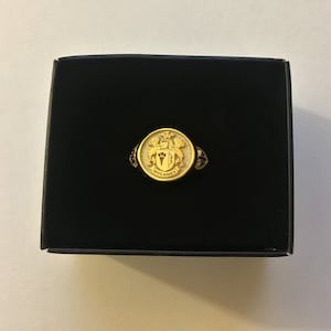 Custom Gold Plated Signet Ring, Solid 925 Gold Plated Ring, Family Crest Ring, Coat of Arm Ring, Heraldic Ring, Personalized & Customized image 4