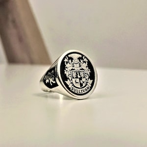 Chevalière personnalisée, bague en argent sterling massif 925, bague de crête familiale, bague darmoiries, bague héraldique, bague personnalisée et personnalisée image 3