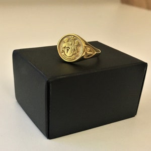 Custom Gold Plated Signet Ring, Solid 925 Gold Plated Ring, Family Crest Ring, Coat of Arm Ring, Heraldic Ring, Personalized & Customized image 3