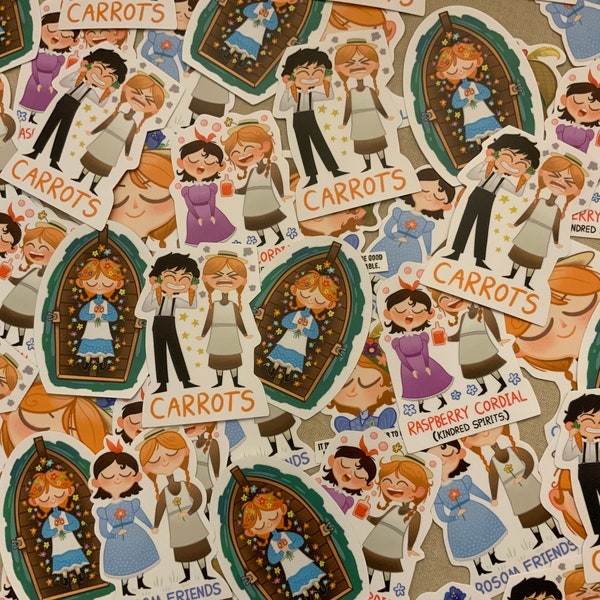 Anne of Green Gables stickers. Anne with an E vinyl stickers “Bosom Friends.” Raspberry Cordial, Cordelia, Lady of Shalot