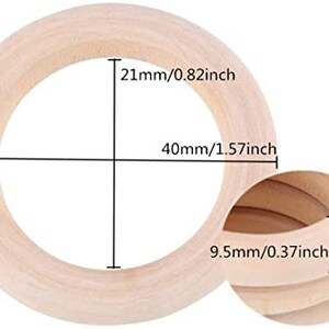 Macrame Wooden Rings Natural unfinished Multiple Sizes image 3