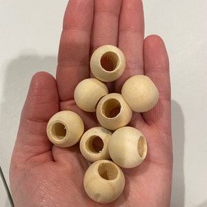 Natural Round Wood Beads 20mm with 10mm hole image 3