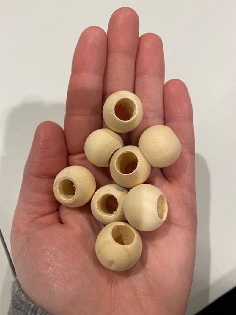 Natural Round Wood Beads 20mm with 10mm hole image 3