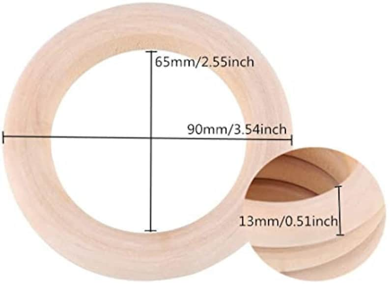 Macrame Wooden Rings Natural unfinished Multiple Sizes image 8