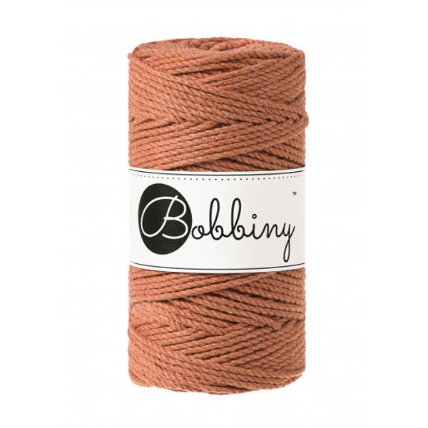 Bobbiny Terracotta Macrame Rope 3 ply in 1.5mm, 3mm, 5mm and 9mm