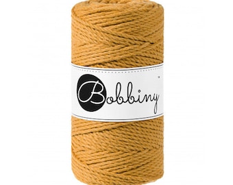 Bobbiny Mustard Macrame Rope 3 ply in 1.5mm, 3mm, 5mm and 9mm