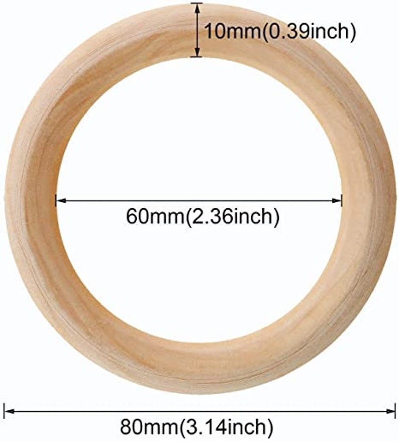 Macrame Wooden Rings Natural unfinished Multiple Sizes image 7