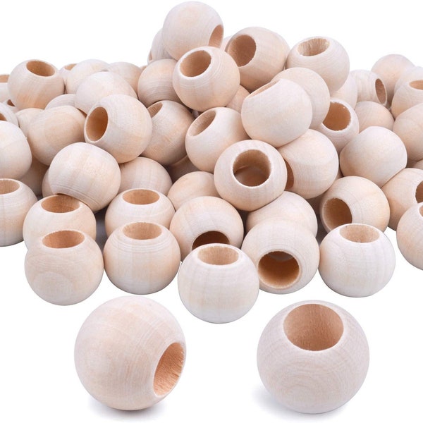 Natural Round Wood Beads 20mm with 10mm hole