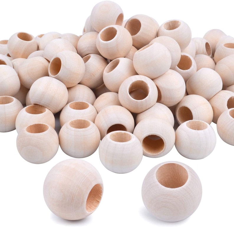 Natural Round Wood Beads 20mm with 10mm hole image 1