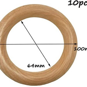 Macrame Wooden Rings Natural unfinished Multiple Sizes 100mm - Pack of 2