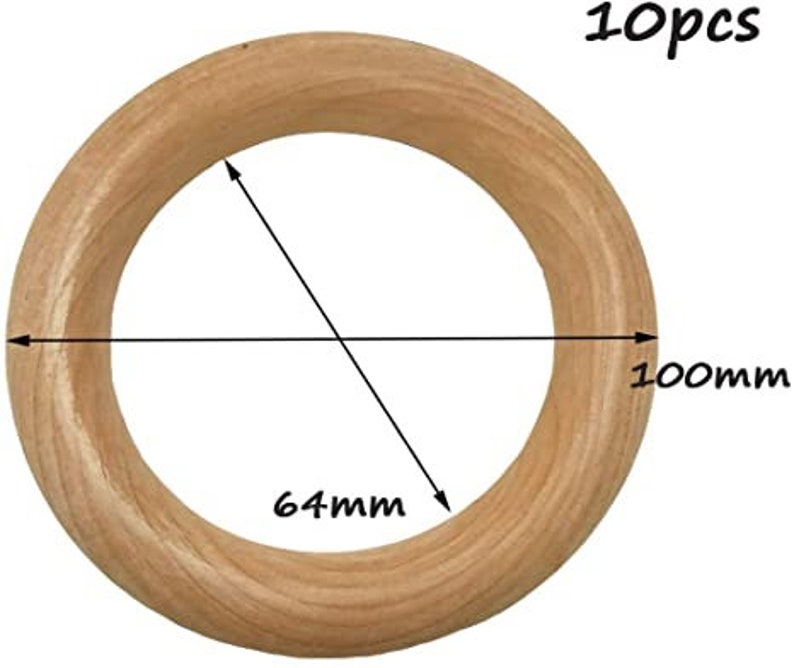Macrame Wooden Rings Natural unfinished Multiple Sizes 100mm - Pack of 2