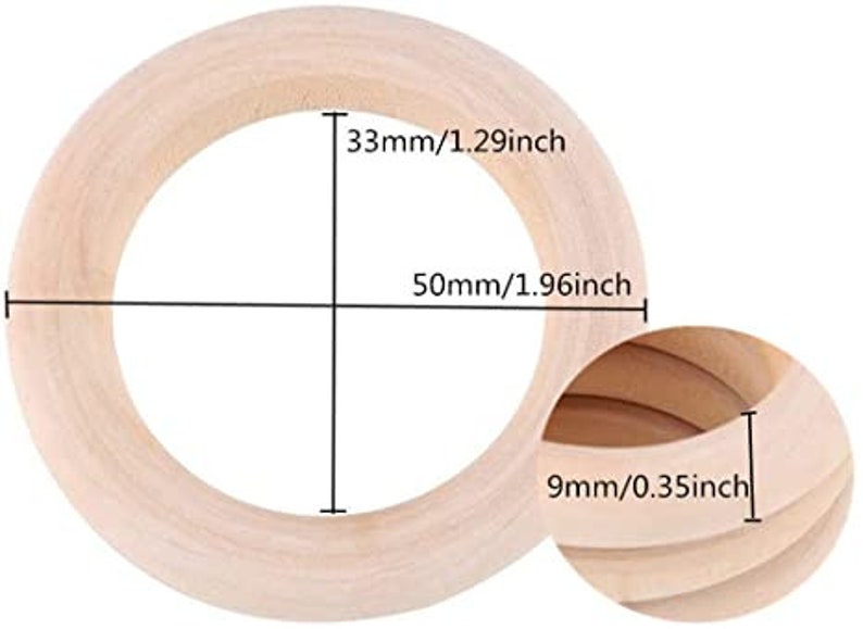 Macrame Wooden Rings Natural unfinished Multiple Sizes image 4