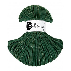 Bobbiny Golden Pine Green Braided Cord 3mm, 5mm and 9mm (100m/108 yards)