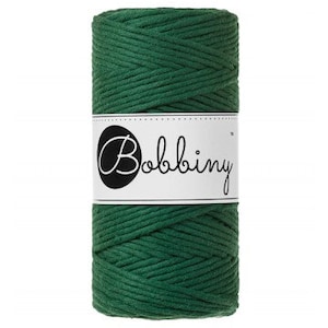 Bobbiny Pine Green Macrame Cotton Cord 1.5mm, 3mm and 5mm/100m (108 yards)