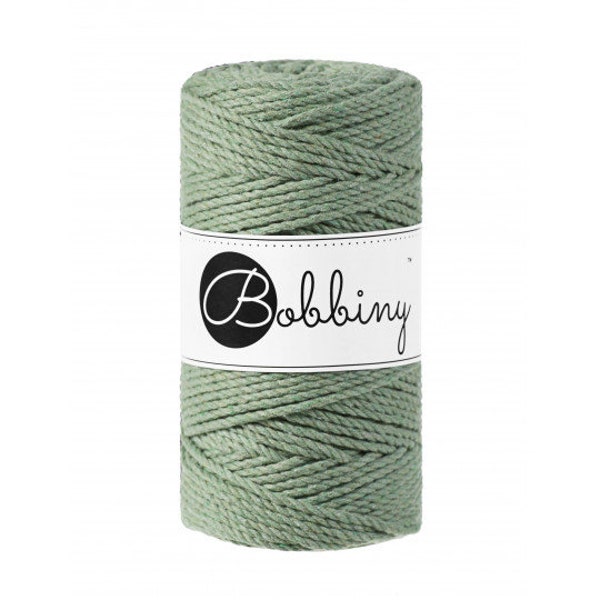 Bobbiny Eucalyptus Green Macrame Rope 3 ply in 1.5mm, 3mm, 5mm and 9mm
