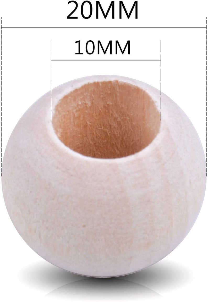 Natural Round Wood Beads 20mm with 10mm hole image 2