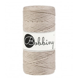 Bobbiny Beige Macrame Cotton Cord 1.5mm, 3mm, 5mm and 9mm
