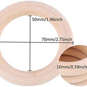 Macrame Wooden Rings Natural unfinished Multiple Sizes image 6