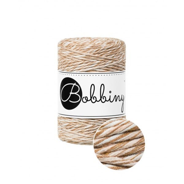 Bobbiny Caramel Shake Cotton Macrame Cord in 1.5mm, 3mm and 5mm size cord (108 yards)