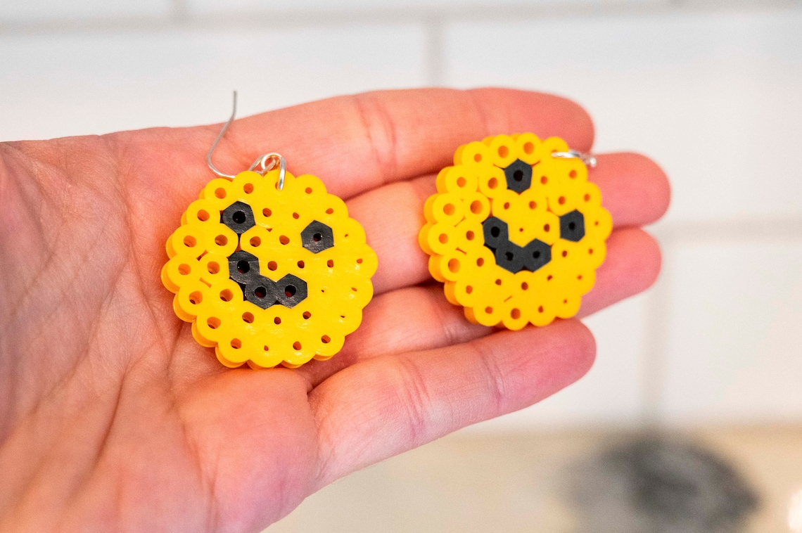 Smiley Face Emoji Perler Bead Earrings Etsy UK