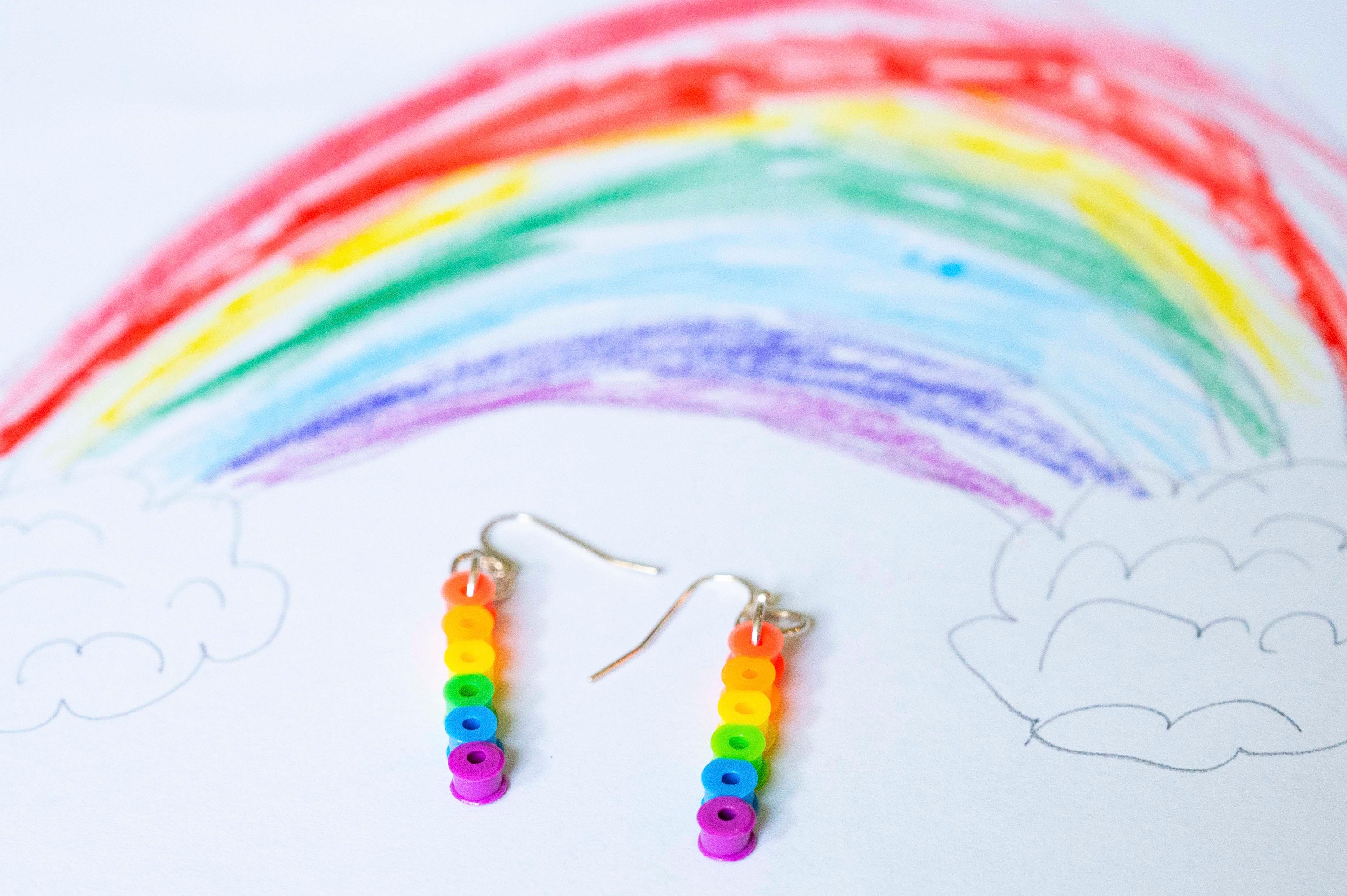 Rainbow Perler Bead Earrings, Fun Earrings, Gifts for Girls, Birthday Girl Gift Etsy