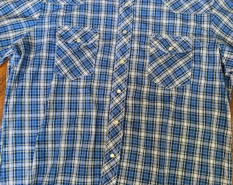 Wrangler Blue/Yellow/White Short Sleeve Pearl Snap