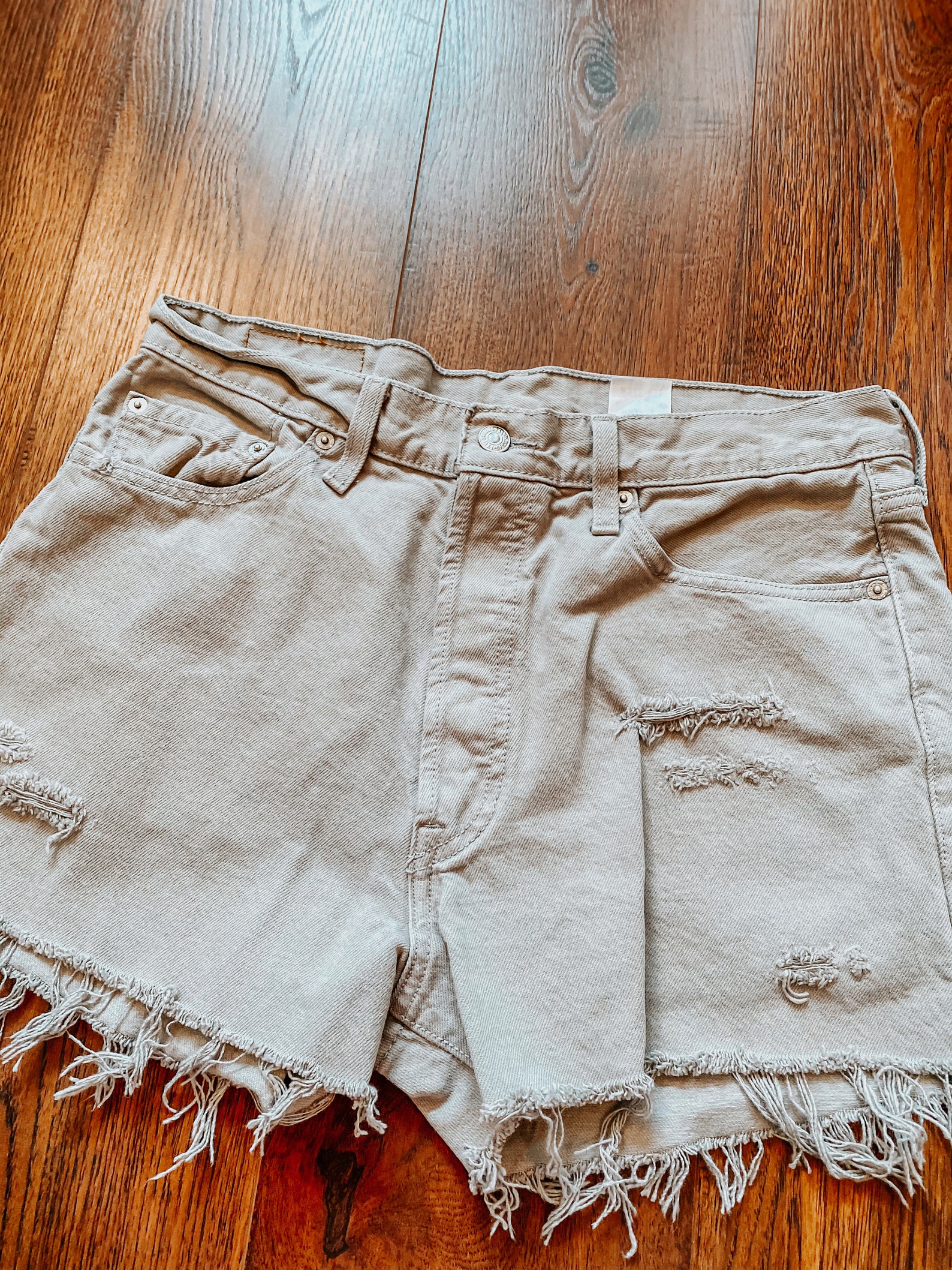 Levi 501 Gray Distressed Shorts Size 34 Etsy