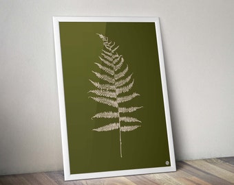 Autumn Ferns Moss Green, Vintage Botanical Wall Art, Digital Download, Minimal Botanical, Printable Art, Botanical Poster, Gallery Wall Art