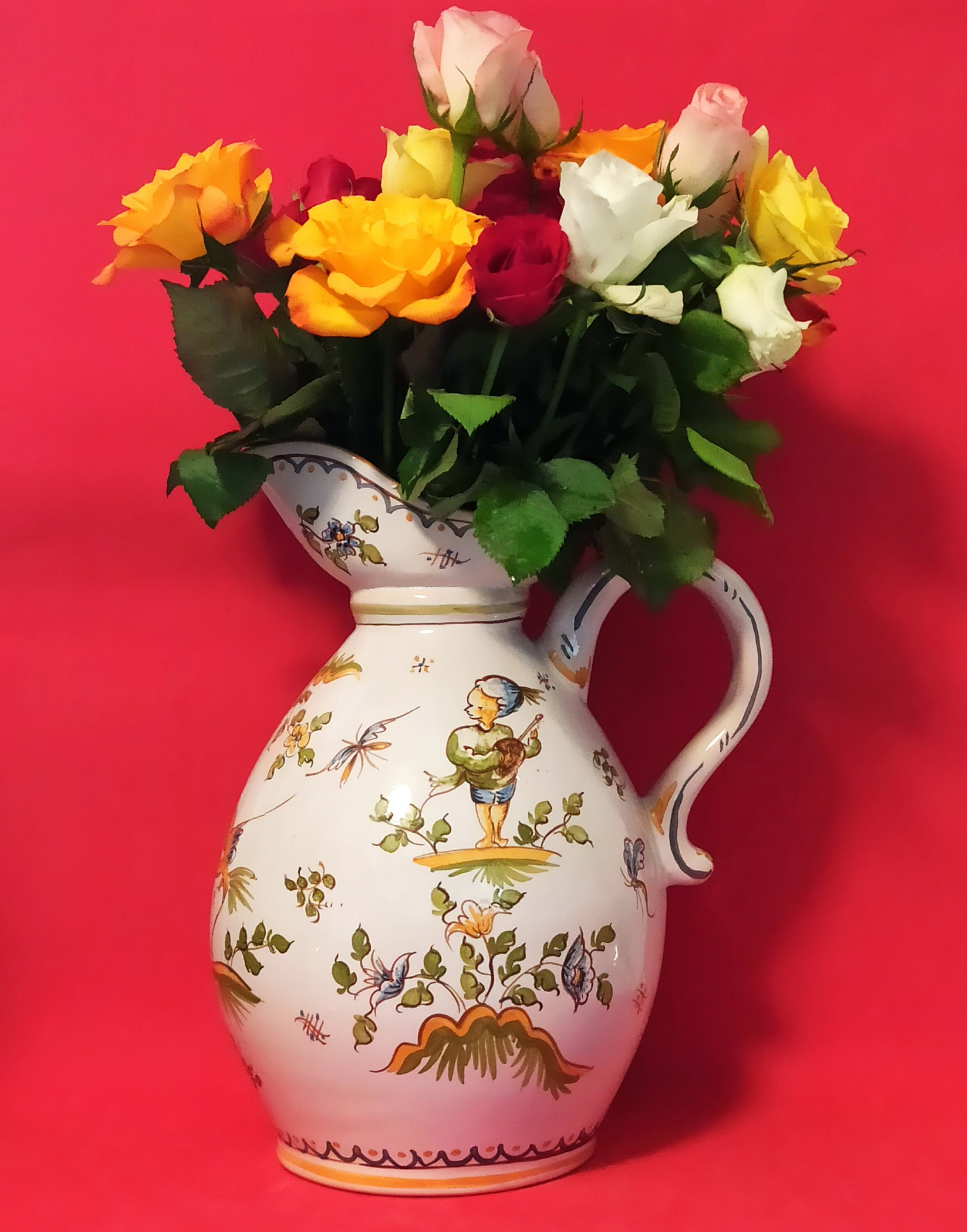 Décors Moustiers, Cruche - Broc en Faïence, Original Fait Main, France, Atelier Artisanal Traditionn