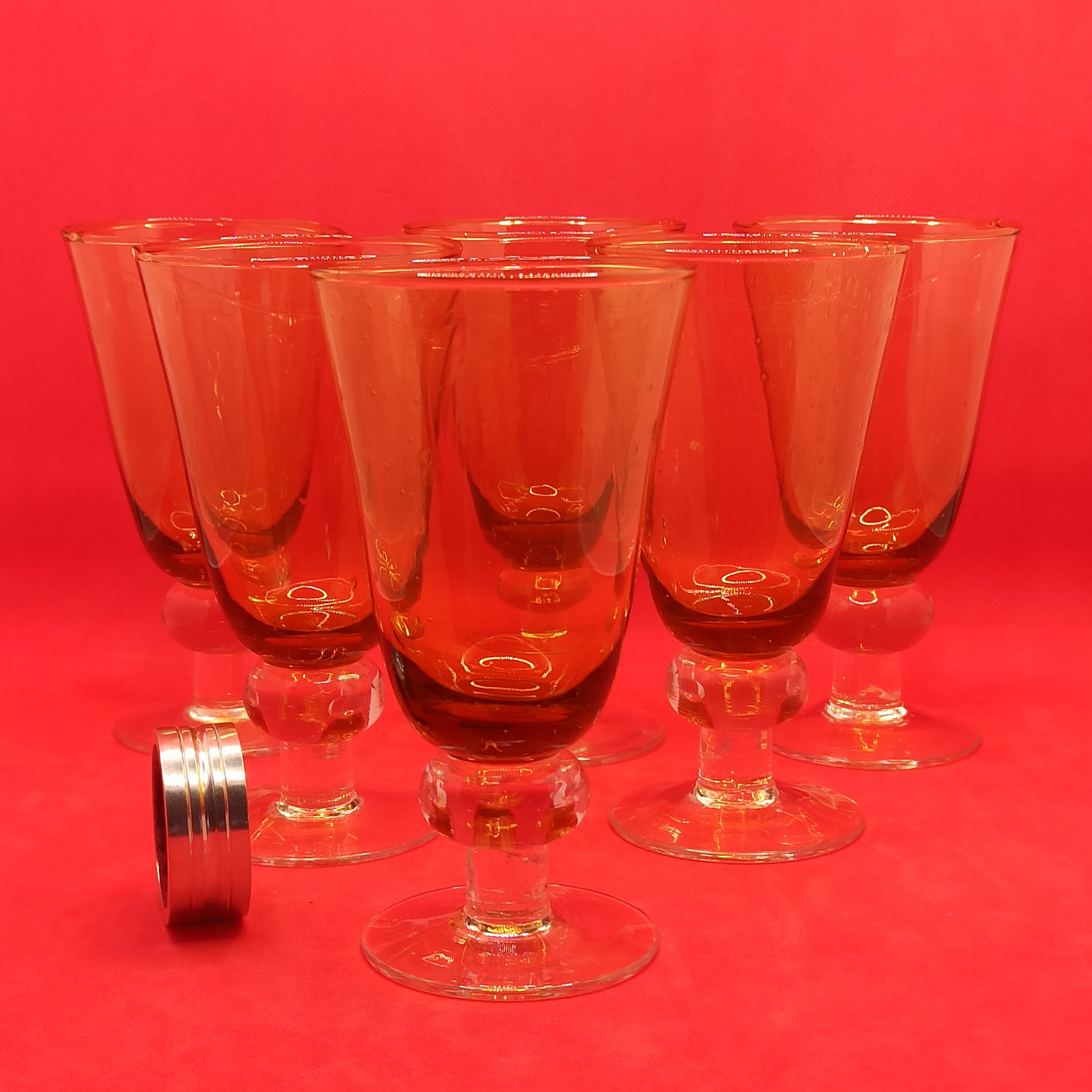 Série de 6 Verres A Vin, Travail Artisanal, Soufflé Bouche, Verrerie d'art, Dans Le Gout Biot, Fait 