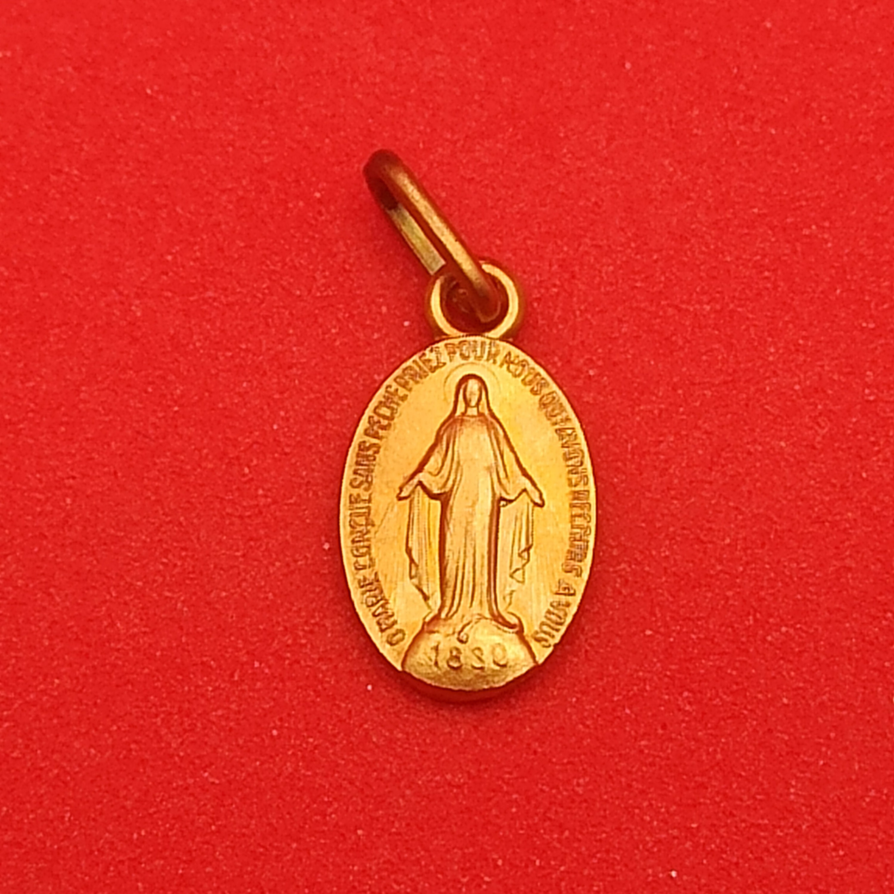 Médaille Religieuse, Marie Conçue Sans Péché Priez Pour Nous, Métal Doré, Provient de Lourdes, Franc