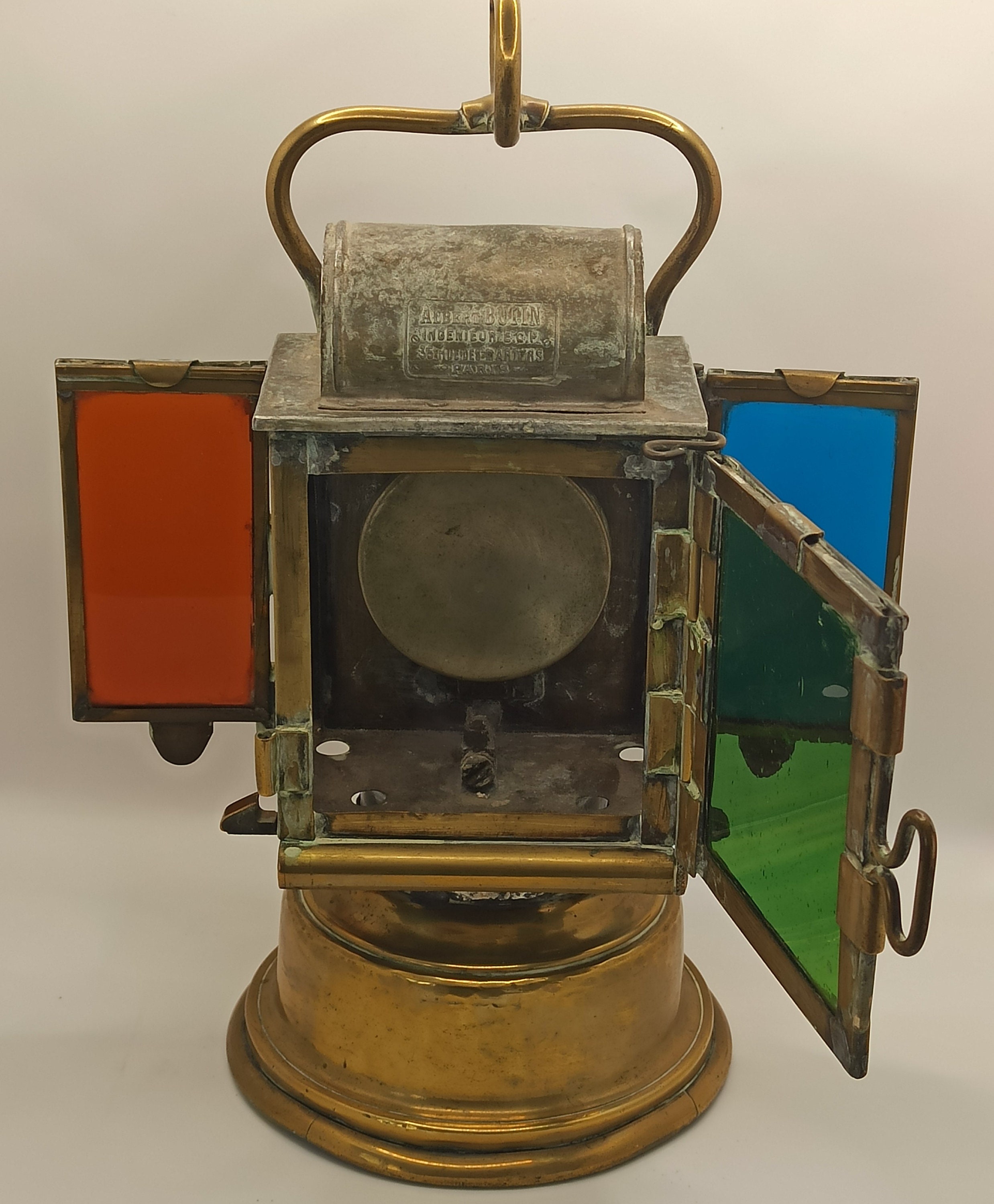 Lampe A Carbure en Cuivre, Chemins de Fer Français, Sncf, Lanterne Pétrole, Chef Gare, 1925, Paris F