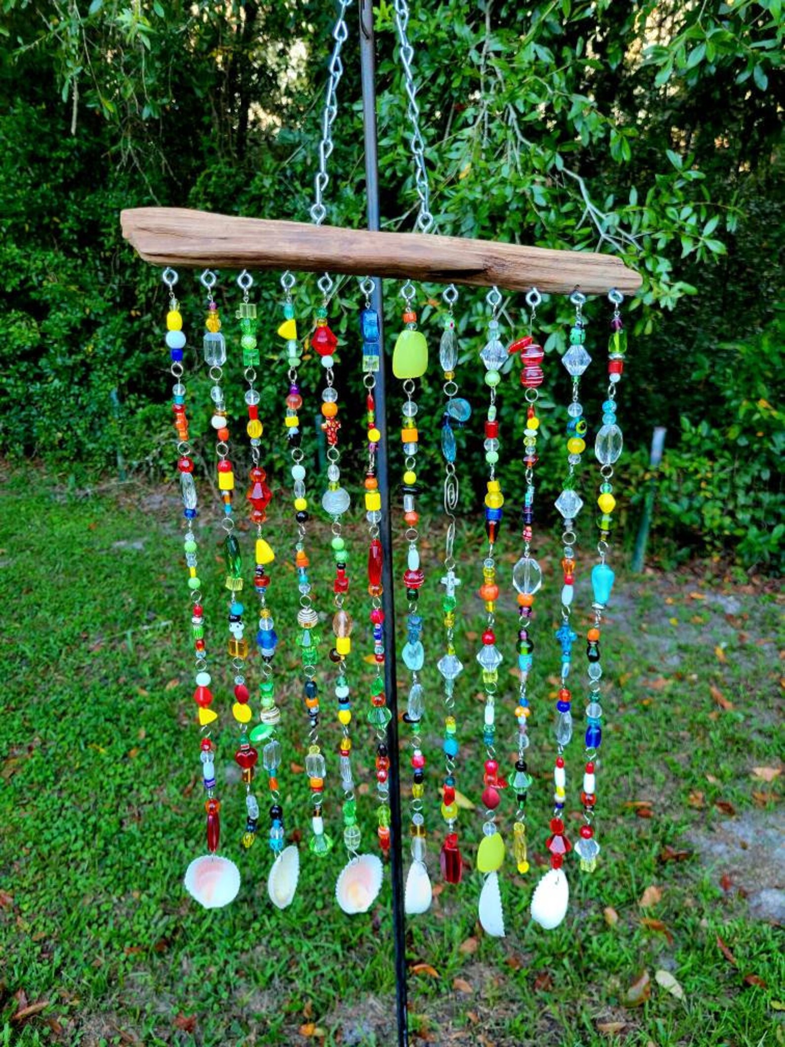 Driftwood Beaded Suncatcher Beachy Mobile Window Suncatcher Etsy