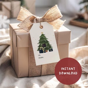 Printable Funny Cat Christmas Tag, Cat Christmas Gift Tag Digital Download, Cat Lover Holiday Gift Tag, Cat Lover Gift Wrap, Print At Home