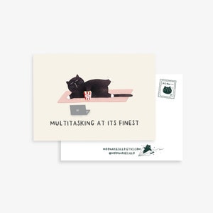 Black cat card funny cat card artist postcards daughter card cute cat card cat greeting card art postcard fat black cat meme cats kawaii cat