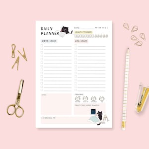 Cat Daily Planner Notepad, A5 work and life organizer