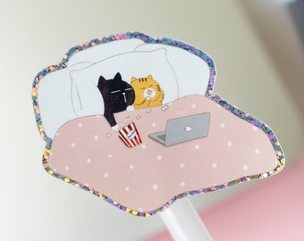 Tabby cat sticker black cat sticker funny cat sticker laptop sticker waterbottle sticker waterproof sticker fat cat sticker besties sticker