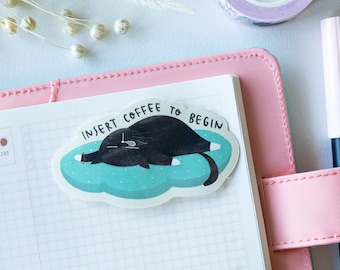 Insert Coffee Black Cat Sticker - Funny Coffee Lover Gift