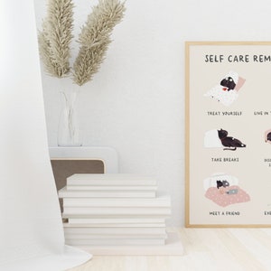 Self Care Reminder PRINTABLE FILE Cute Cat Mental Health Well Being Supportive Positive Affirmation Therapy Counselor Wall Art image 4