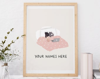 Personalized Cat Art Print: Funny Cat Wall Decor