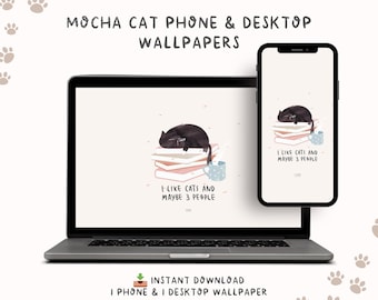 Funny Black Cat Wallpaper for Desktop & Phone (Digital Download)