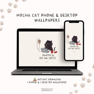 Coffee lover wallpaper Funny cat wallpaper Windows & Mac Desktop Wallpaper Desktop Wallpaper Cat Laptop Wallpaper Desktop