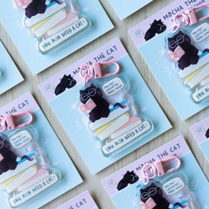 Black cat acrylic keychain cat keychain cute animal keychain bag charm Pet Keychain Cat Acrylic Keyring kawaii cat keychain Cat lover gift