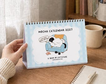 2027 Desk Calendar, Funny Cat Calendar, A5 Standing Desk Calendar, Monthly Planner Gift for Cat Lovers, A5